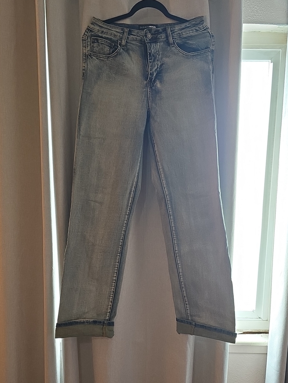 Fashion Nova Women's Light Gray Boyfriend Jeans